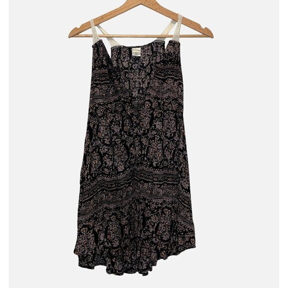 L*Space Black Floral Sleeveless Boho Print Flowy Mini Dress Women's Size XS/S - Picture 1 of 9